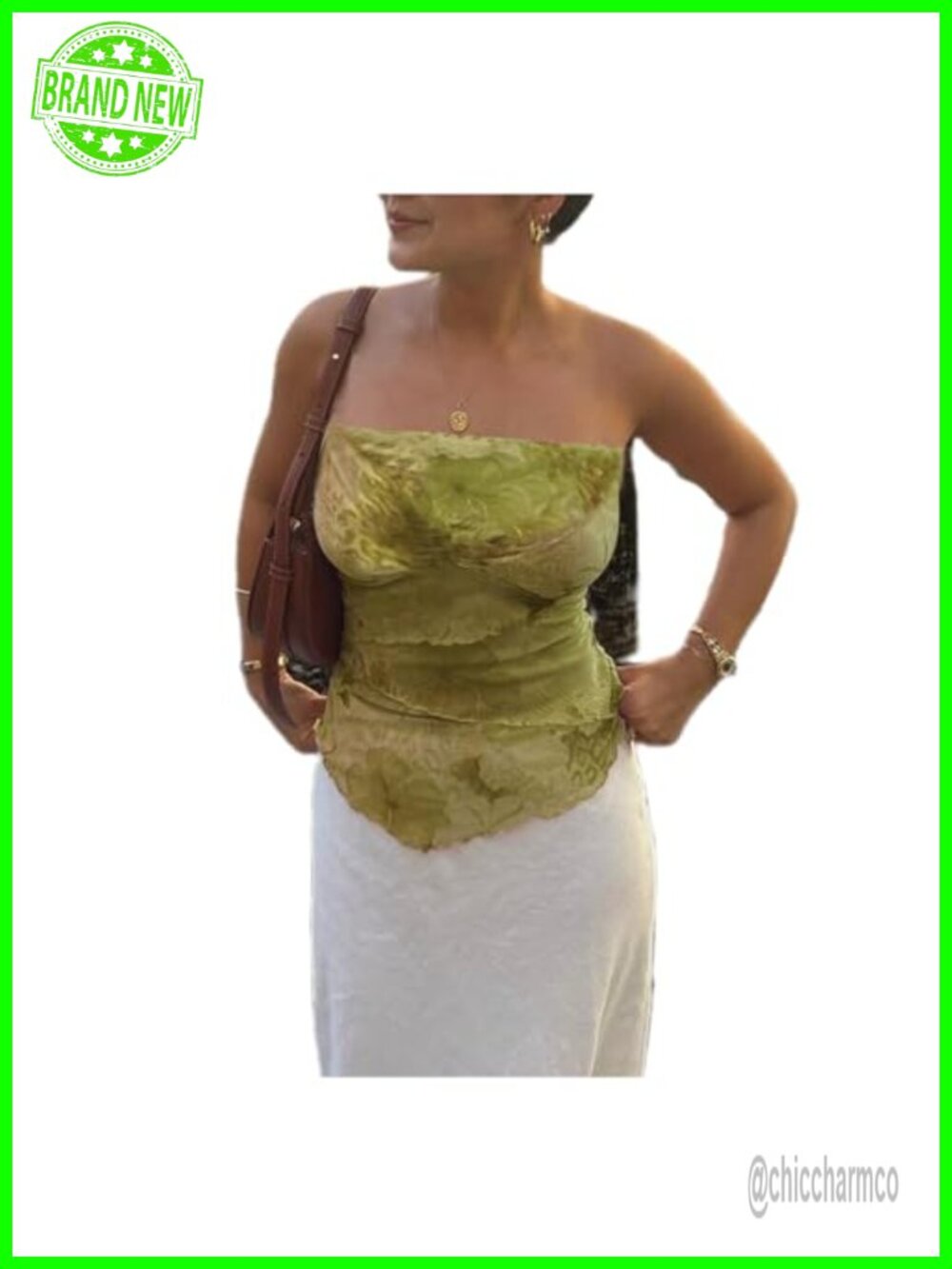 Women's Floral Mesh Strapless Tube Top Off Shoulder Ruffle Sleeveless Crop Top